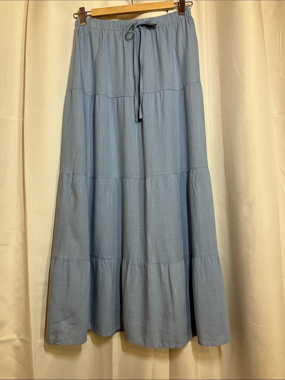 Sincerely Jules Light Blue Tiered Maxi Skirt with Drawstring Waist